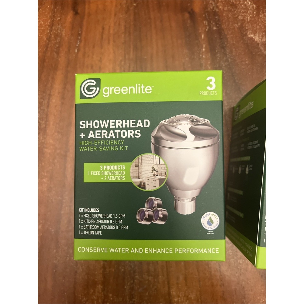 A+ 3Products Greenlite 1 Showerhead+2 Aerators Bathroom Kitchen Water Saving Kit